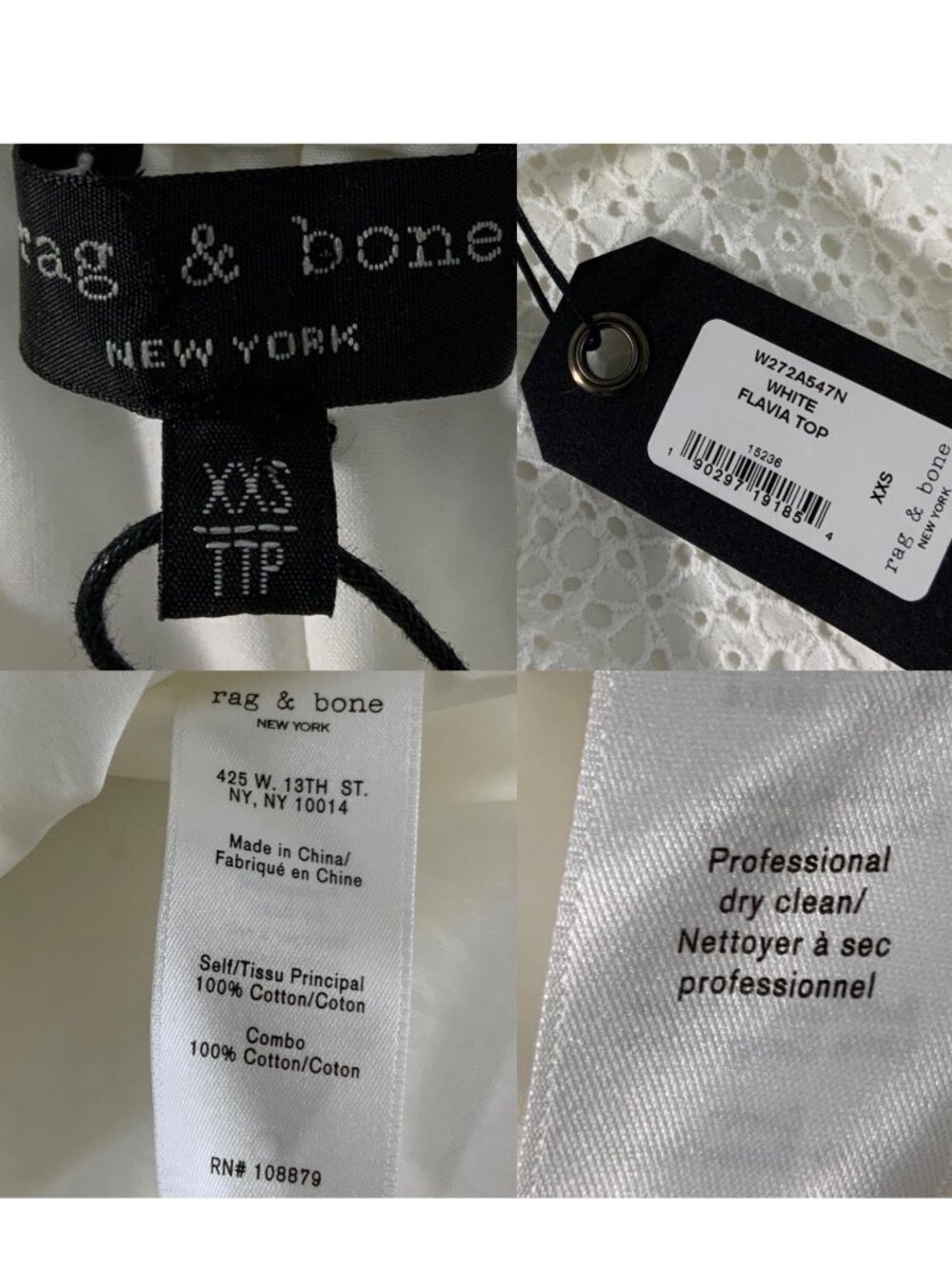 Rag And Bone Flavia Top Blouse 2XS XXS White Off The Shoulder NEW - Picture 10 of 16